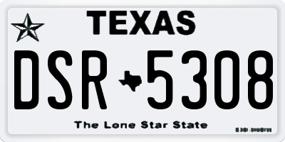 TX license plate DSR5308