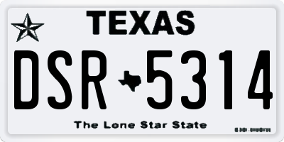 TX license plate DSR5314