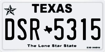 TX license plate DSR5315