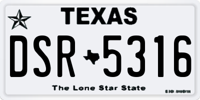 TX license plate DSR5316