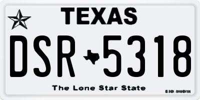 TX license plate DSR5318