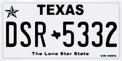 TX license plate DSR5332