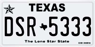 TX license plate DSR5333