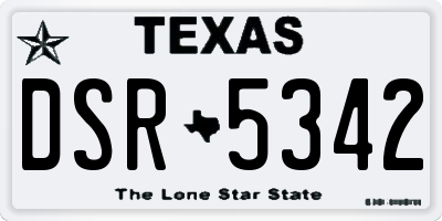 TX license plate DSR5342