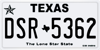 TX license plate DSR5362
