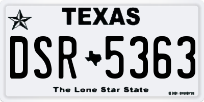 TX license plate DSR5363