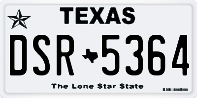 TX license plate DSR5364