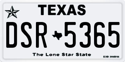 TX license plate DSR5365