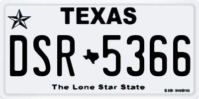 TX license plate DSR5366