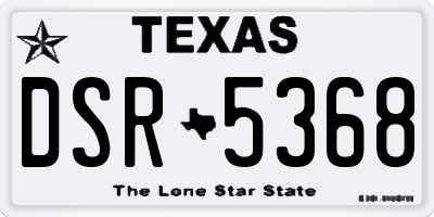 TX license plate DSR5368
