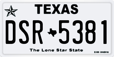 TX license plate DSR5381