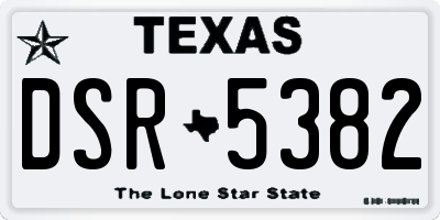 TX license plate DSR5382