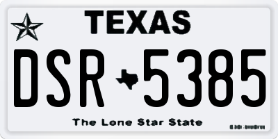 TX license plate DSR5385