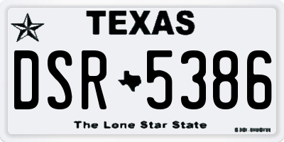 TX license plate DSR5386