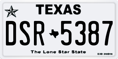 TX license plate DSR5387