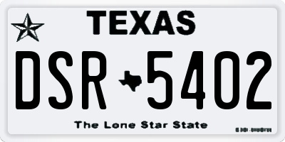 TX license plate DSR5402