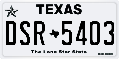 TX license plate DSR5403
