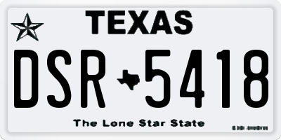 TX license plate DSR5418