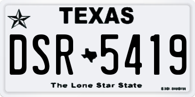 TX license plate DSR5419