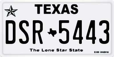TX license plate DSR5443