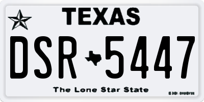 TX license plate DSR5447