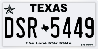 TX license plate DSR5449