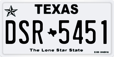 TX license plate DSR5451
