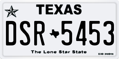 TX license plate DSR5453