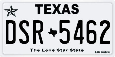TX license plate DSR5462