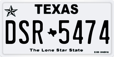 TX license plate DSR5474