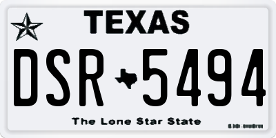 TX license plate DSR5494