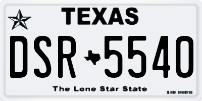 TX license plate DSR5540