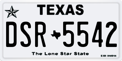 TX license plate DSR5542