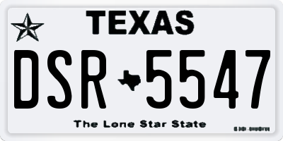 TX license plate DSR5547