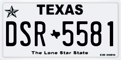 TX license plate DSR5581