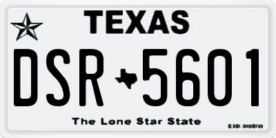 TX license plate DSR5601