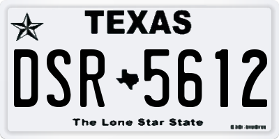 TX license plate DSR5612