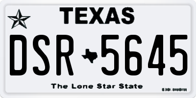 TX license plate DSR5645