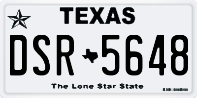 TX license plate DSR5648