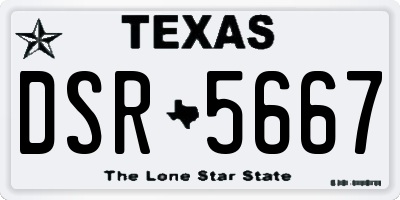TX license plate DSR5667
