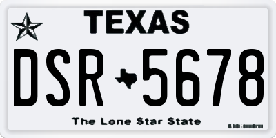 TX license plate DSR5678
