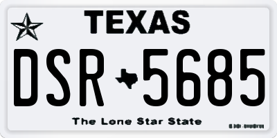 TX license plate DSR5685