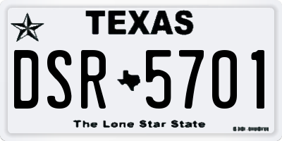 TX license plate DSR5701