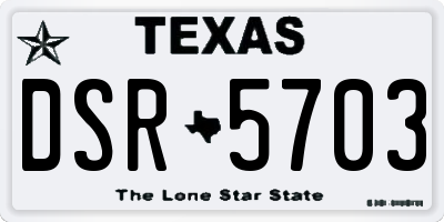 TX license plate DSR5703
