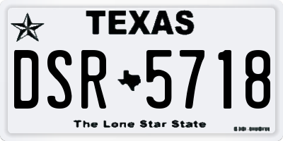 TX license plate DSR5718