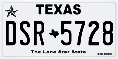 TX license plate DSR5728