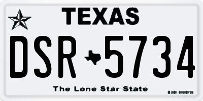 TX license plate DSR5734