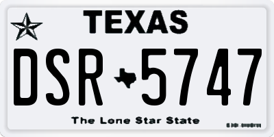 TX license plate DSR5747