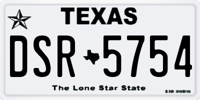 TX license plate DSR5754
