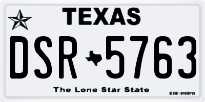 TX license plate DSR5763